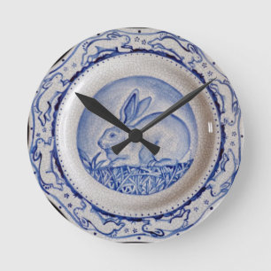 "Dedham Blue" et blanche horloge de conception de