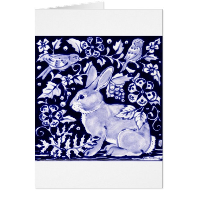 Dedham Blue Rabbit, Classic Blue & White Design (Devant)