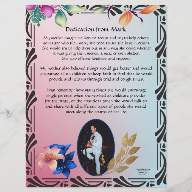 Dédication de Mark Personalized Stationnel (Devant)