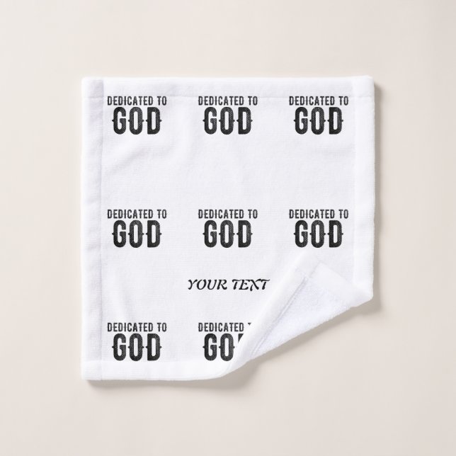 DÉDIÉ À DIEU PERSONNALISABLE COOL TEXTE NOIR (Gant de toilette)