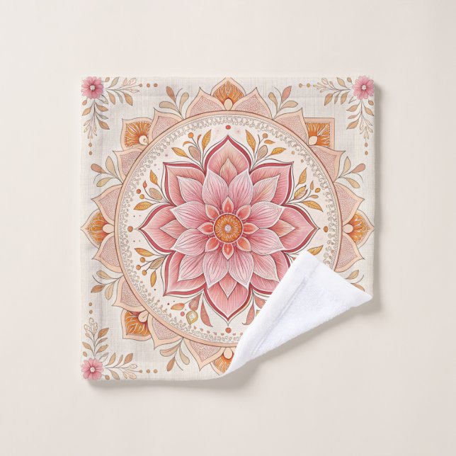 Deep Pink Eye Catching Floral Design Wash Cloth (Gant de toilette)