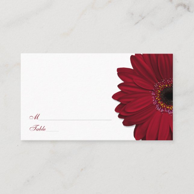 Deep Red Gerber Daisy Mariage Cartes de Place (Devant)