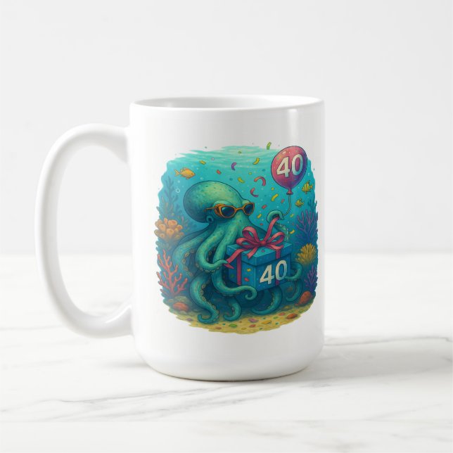 Deep Sea Party : 40th Birthday Octopus Mug (Gauche)