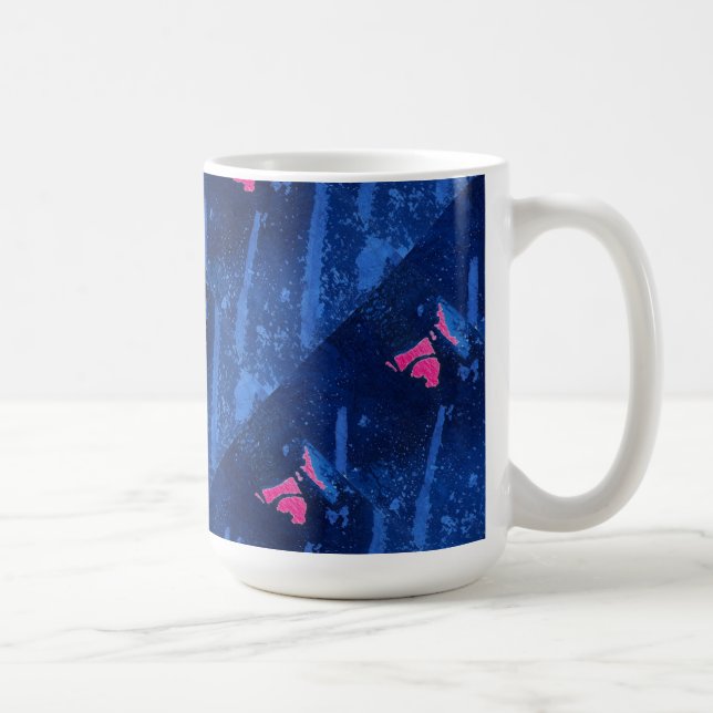 "Deep Waters #3 on Pink Tiled" Abstract Design Mug (Droite)