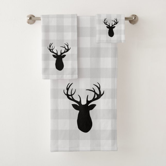 Deer Antler Cabine Check Motif Serviette de bain e (En situation)