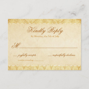 Deer Antler Damask Mariage à la crème Vintage RSVP
