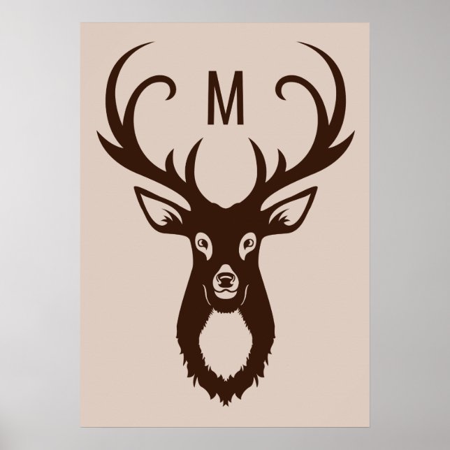 Deer avec votre Monogram poster personnalisé (Devant)