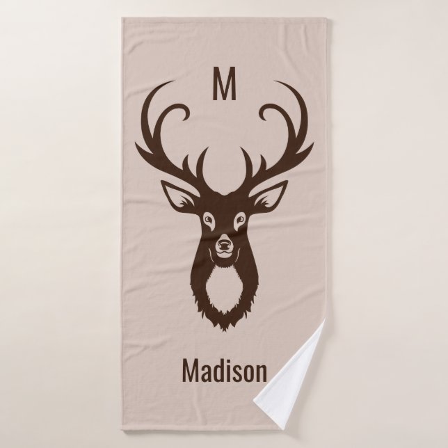 Deer avec votre nom et serviette de bain Monogram (Serviette de bain)