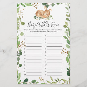 Deer Baby shower ABC's Race Game