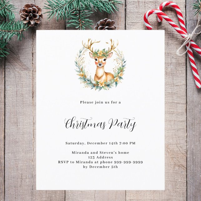 Deer budget simple Noël fêter invitation (Créateur téléchargé)