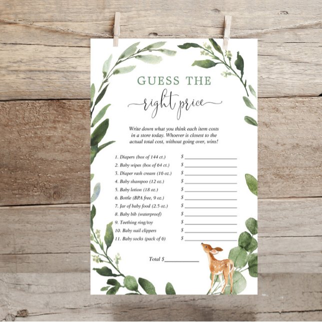 Deer Devine le bon prix jeu de baby shower (Créateur téléchargé)