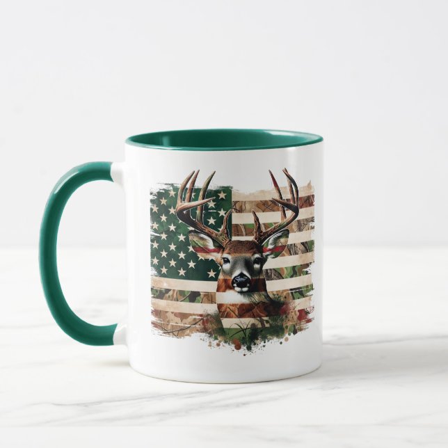 Deer Hunting Flag Print Coffee Mug (Gauche)