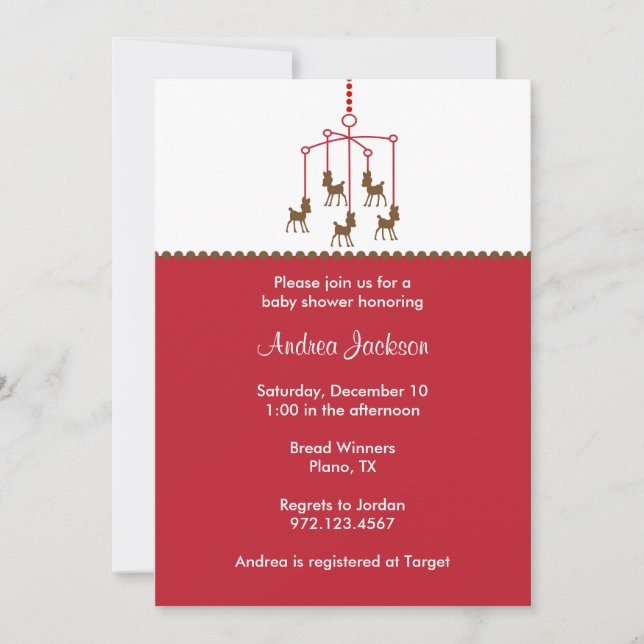 Deer Mobile Baby Shower Invitations (Devant)