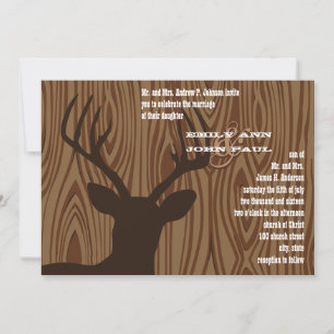 Deer Silhouette Bois Grain de mariage Invitation