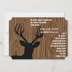 Deer Silhouette Bois Grain de mariage Invitation