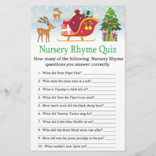 Deer traîneau avec cadeaux Nursery Rhyme Quiz jeu