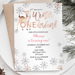Deer Winter ONE derland Anniversaire Invitation Ro