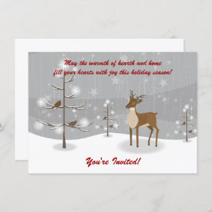 Deer Winter Scène Fête Invitations