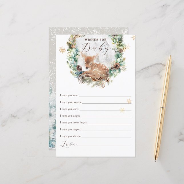 Deer Winter Woodland Wis Baby shower Game (Devant/Arrière en situation)