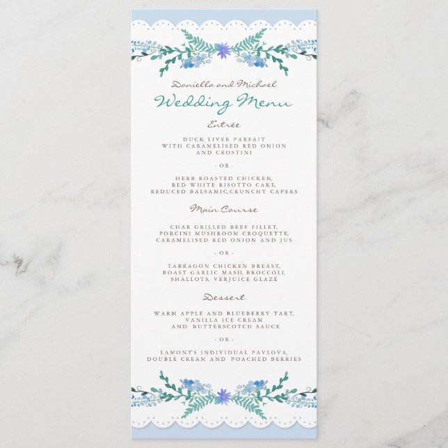 Deers in Love Woodland Winter Wedding Menu Card (Devant)
