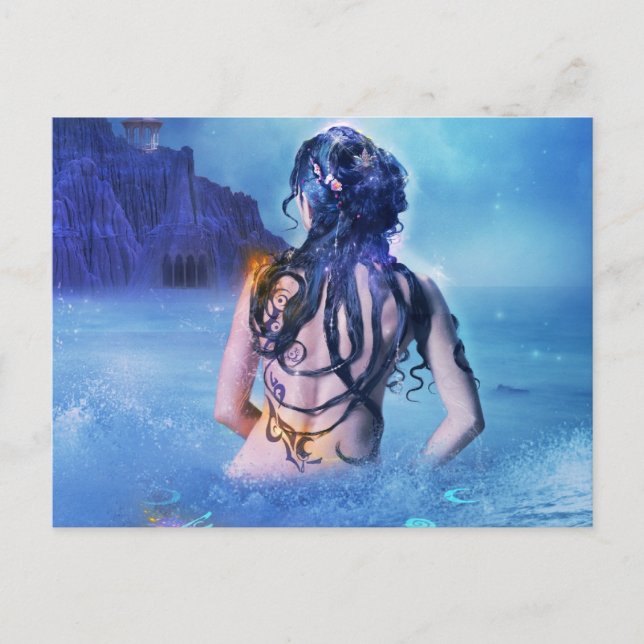 Déesse de la mer et carte postale de nuit (Devant)