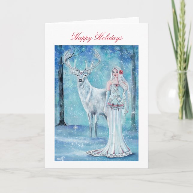 Déesse de vacances hivernales avec carte de cerf p (Devant)