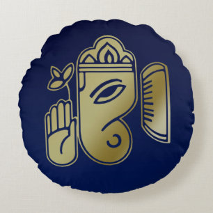 Déesse d'or Ganesha - Coussin rond