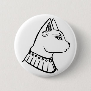 Déesse égyptienne - Bastet badge noir et blanc