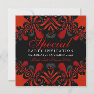 Déesse gothique Red+Black Party Invitation