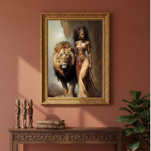 Déesse Lionne 24x36 Toile encadrée