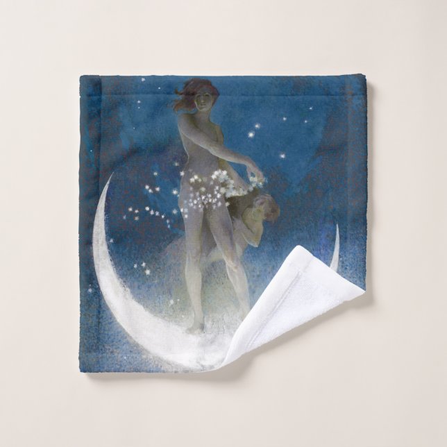 Déesse Luna éparpillant les étoiles la nuit (Gant de toilette)
