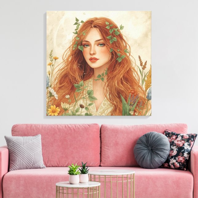 Déesse Solaire Céleste Boho Art Mural | Radieuse (Insitu(Salon))