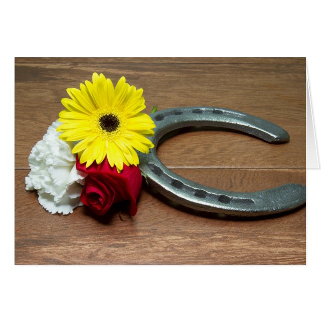 Défer à cheval sur bois avec trois fleurs du Tripl (Devant horizontal)