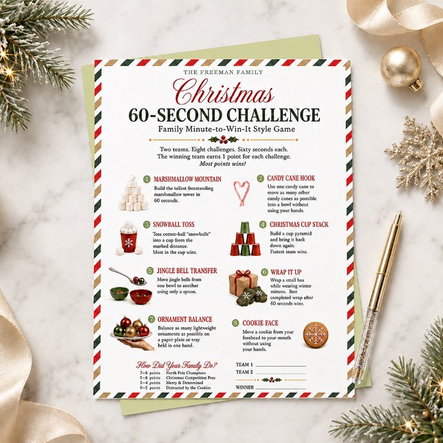 Défi de Noël de 60 secondes Jeu de fête en famille (Christmas 60-Second Challenge family party game )
