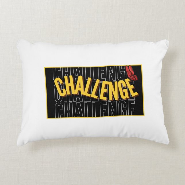 Défi de typographie jaune noir Coussin (Devant)