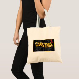 Défi de typographie jaune noir Sac fourre-tout