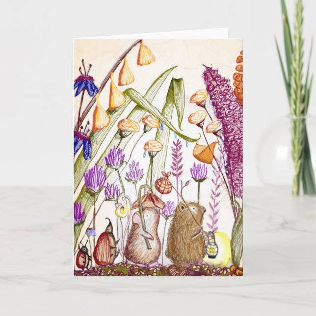 Défilé d'animaux sur carte postale mignonne (Devant)