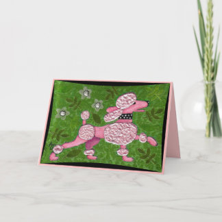 DÉFILÉ ROSE de CANICHE - carte de voeux espiègle
