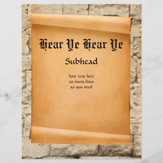 Défiler sur mur de pierre proclamation médiévale (Devant)