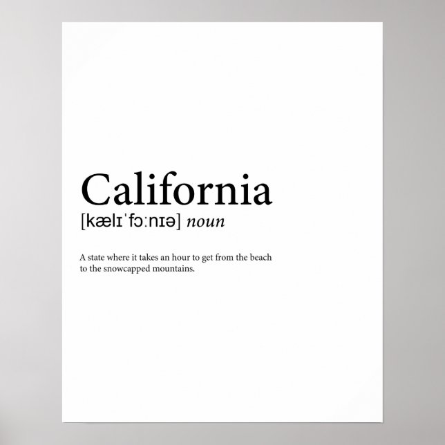 Définition Californie Poster (Devant)