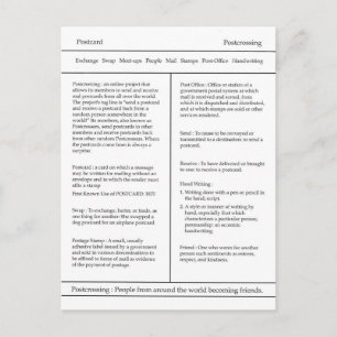 Définition de carte postale de poste, dictionnaire