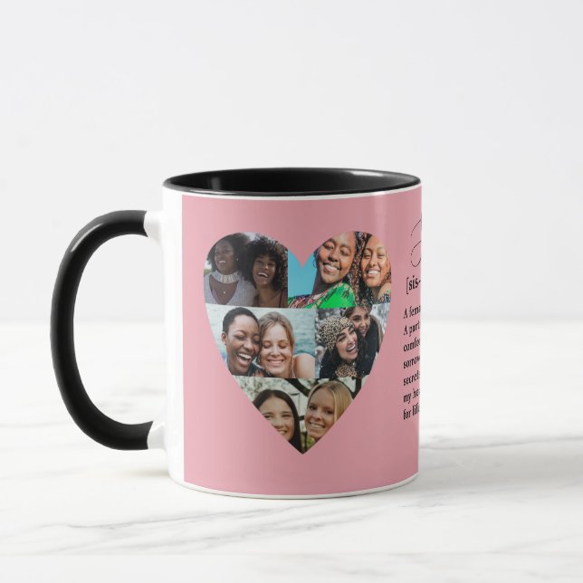 Définition de soeur Photo Coeur Collage Mug (Gauche)