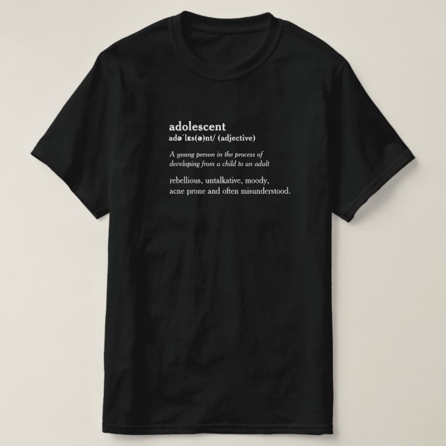 Définition du dictionnaire d'adolescents t-shirt p (Design devant)