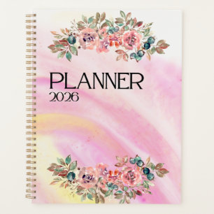 Dégradé aquarelle vibrant et bouquet floral