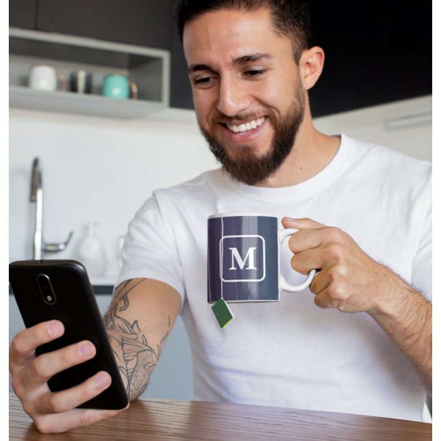 Dégradé Bleu Violet - Mug Café Monogramme (Mockup 1)