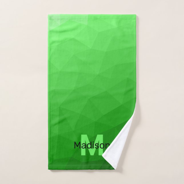Dégradé vert clair géométrie motif maille Monogram (Serviette à main)