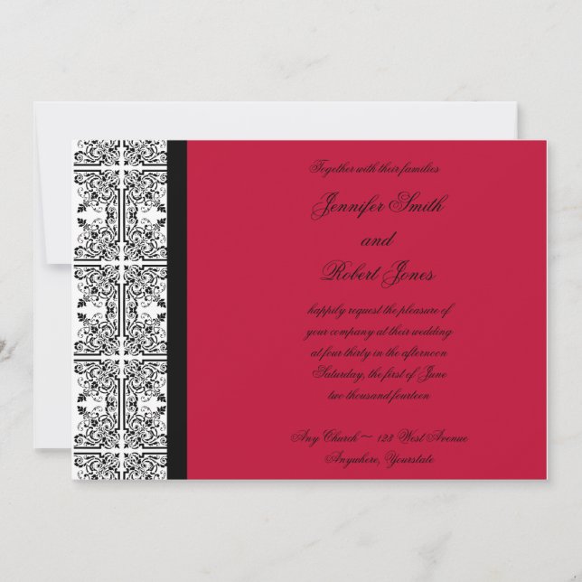 Dégustation dans la Faire-part de mariage rouge éc (Devant)