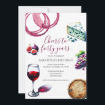 Dégustation de vin 40e anniversaire Invitation<br><div class="desc">Célébrez votre quarantième anniversaire avec style avec cet élégant invitation de 40e anniversaire de vin, parfait pour tous les amateurs de vin qui planifient une dégustation chic, une soirée dîner, ou un rassemblement inspiré du festival du vin. Doté d'une aquarelle sophistiquée illustrant un verre de vin, du raisin, de la...</div>