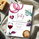 Dégustation de vin 60E ANNIVERSAIRE Invitation<br><div class="desc">Célébrez soixante en style avec ces célèbres invitations à 60e anniversaire, parfait pour une dégustation de vin ou un dîner d'anniversaire. Doté d'élégantes illustrations aquarelles de verres à vin, de figues, de fromage, de salami et de raisins, cet invitation donne le ton parfait pour un rassemblement moderne et sophistiqué. Idéal...</div>