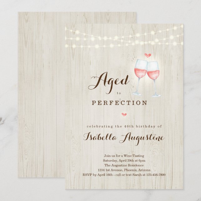 Dégustation de vin Invitation de fête d'anniversai (Devant / Derrière)